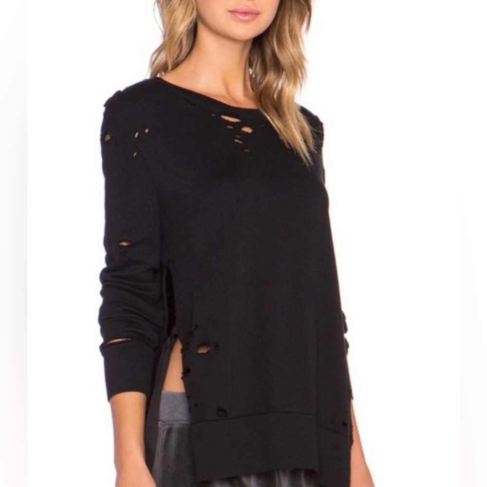 Pam & Gela destroyed side slit sweatshirt. Size xs - Picture 2 of 6